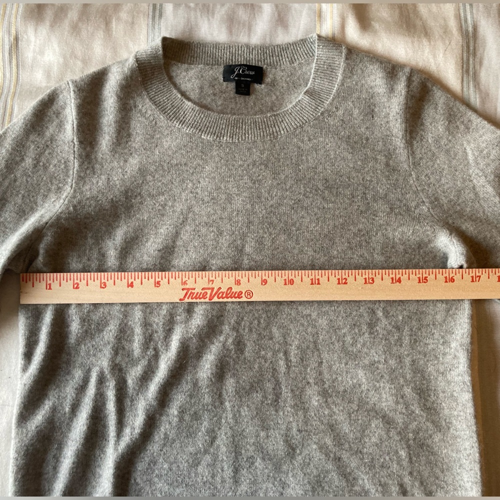 J. Crew Light Gray Crewneck Cashmerr Sweater, Size Small - Picture 3 of 5